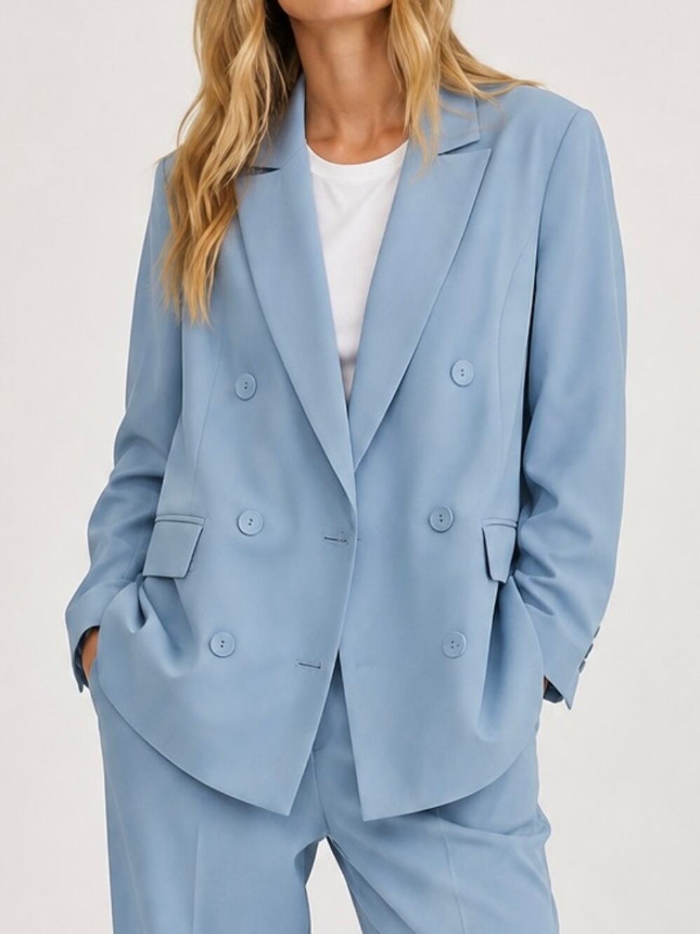REVOLVE C/MEO Collective Overnight Blazer Double Breasted Oversized Jacket Blue